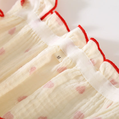 New Summer Ladies Nightdress 100% Cotton Crepe Sling Long Skirt Thin Sleeveless Mid Length Loving Ladies Home Dress plus size