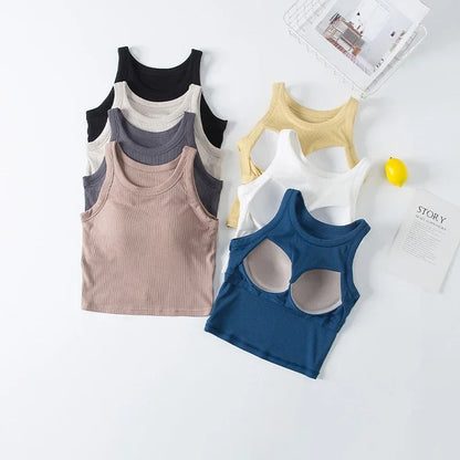 Spring and summer new women's modal with chest pad vest bra one-piece vest home service camisole crop top women camisoles