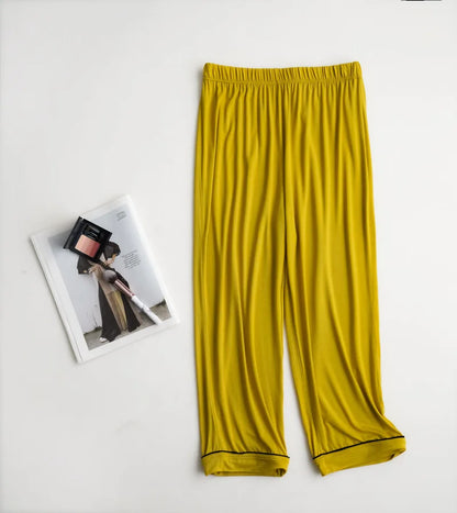 2025 summer new women's pajamas 3-piece Modal large simple pajamas with bra short sleeves+shorts+trousers casual home wear