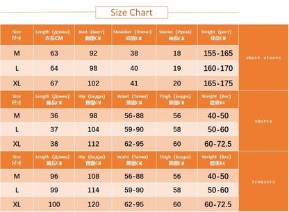New spring and summer women's pajamas three-piece set short sleeves + shorts + trousers 100%cotton gauze love print homewear set