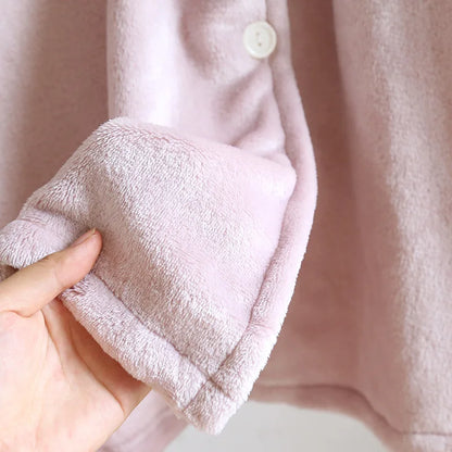 Autumn and winter new style couples' solid color nightgown flannel gown men and women's coral velvet simple pajamas home clothes