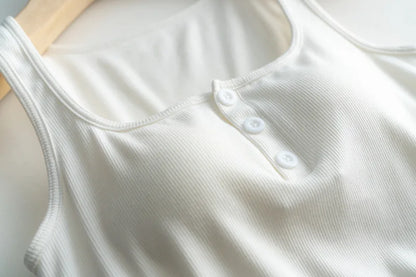 2025 Summer New Women's Short Tank Top with Chest Cushion Bottom Women's Viscous Fiber Inner Strap Top Thin Thread Pajamas
