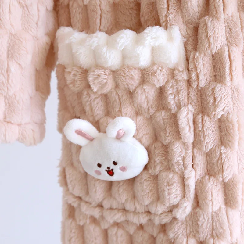 2025 New Autumn/Winter Women's Sleeping Skirt Flannel Plush Thickened Warm Long Dress Coral Plush Home Fur Sleeping Skirt Ladies