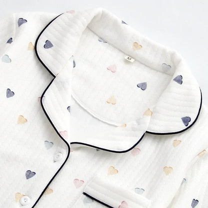 Japanese ladies pajamas set 2025 new autumn and winter air cotton layer thickening long-sleeved cute home clothes pure cotton
