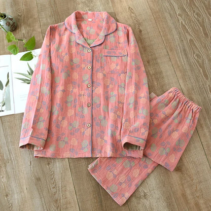 2025 New Women's Spring and Autumn Pajama Set 100% Pure Cotton Retro Chinese Style Long Sleeve Two Piece Set Large Home Fury