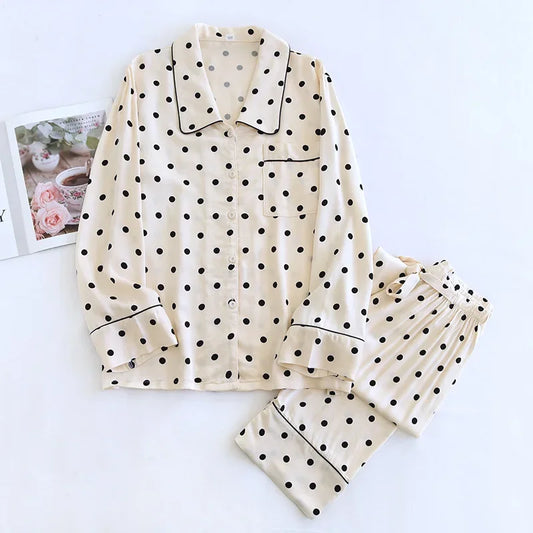 2025 Spring/Summer New Women's Pajama Set, Viscous Fiber Long sleeved Pants, Two Piece Set, High Grade Cardigan Home Fury,Ladies