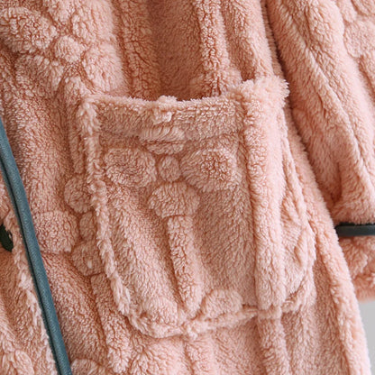 Autumn and Winter 2025 New Women's Nightgown Flannel Sweet and cute Bathrobe Women's Nightdress Stand collar Button Home Dress