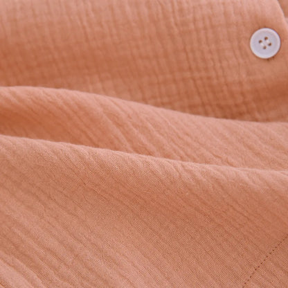2025 new women's pajama suit 100% cotton crepe sweet lovely long-sleeved trousers two-piece home wear thin sleepwear women