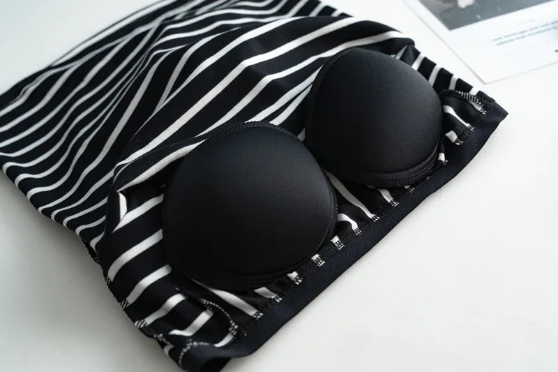 2025 Summer New Women's Tank Top Pajamas All Cotton with Chest Pads Tank Top with Stripe Sports Bottom Short Home Fur Ladies