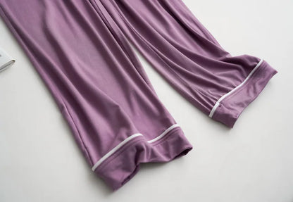 2025 summer new women's pajamas 3-piece Modal large simple pajamas with bra short sleeves+shorts+trousers casual home wear