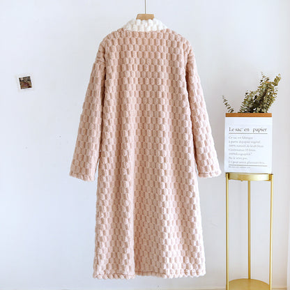 2025 New Autumn/Winter Women's Sleeping Skirt Flannel Plush Thickened Warm Long Dress Coral Plush Home Fur Sleeping Skirt Ladies