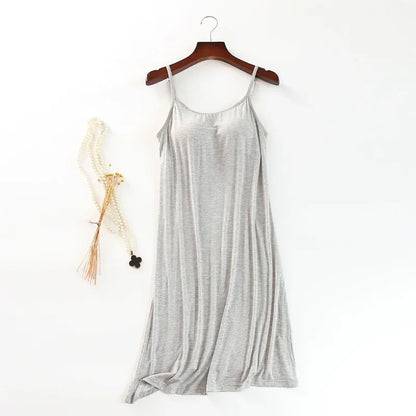 Summer modal ladies nightdress with chest pad vest skirt comfortable home skirt female suspender skirt  sleep wear  nightgown