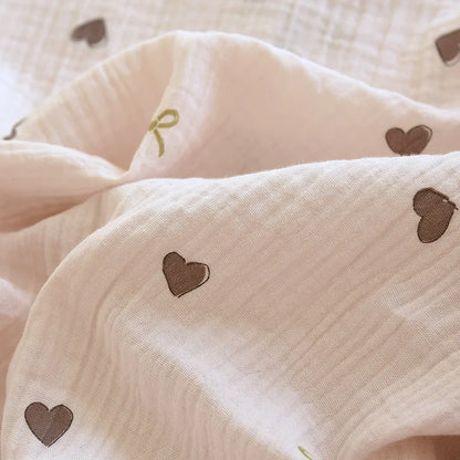 2025 New Spring/Summer Women's Pajama Set 100% Cotton Crepe Cute Love Long Sleeve Long Pants Two Piece Set Cardigan Home Clothes