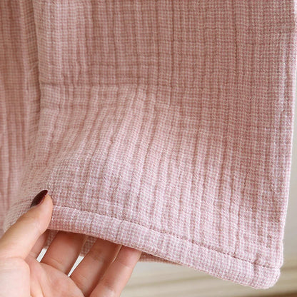 2025 Spring and Autumn New Couple Pajama Set 100% Pure Cotton Crepe Cloth Men's and Women's Stand up Neck Simple Home Clothing