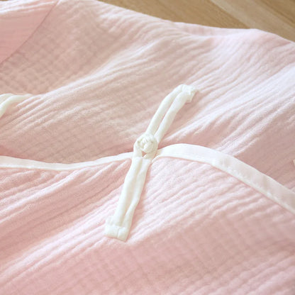 2025 Spring and Autumn New Women's Pajama Set 100% cotton crepe long-sleeved trousers classic two-piece household clothes