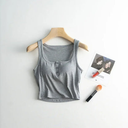 2025 Summer New Women's Short Tank Top with Chest Cushion Bottom Women's Viscous Fiber Inner Strap Top Thin Thread Pajamas