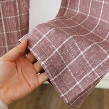 2025 Japanese New Men's Spring/Summer Pajama Set 100% Cotton Plaid Long Sleeve Pants Two Piece Set Large Relaxed Home Furnishing