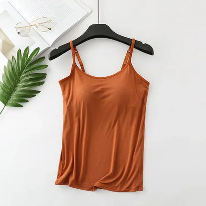 2025 new modal female large size no steel ring integrated five-finger chest pad camisole bottoming shirt slim multicolor