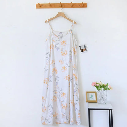 2025 Spring/Summer New Women's Sling Skirt 100% Viscose Fiber Sleeping Skirt Printed Sleeping Skirt Sexy Home Dress for Ladies