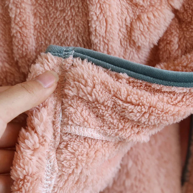 Autumn and Winter 2025 New Women's Nightgown Flannel Sweet and cute Bathrobe Women's Nightdress Stand collar Button Home Dress