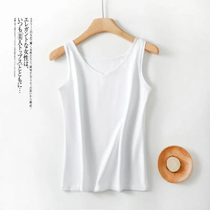2025 new summer women's sleeveless vest single-piece top Modal vest body-fitting bottom top V-neck sling with thin home clothes