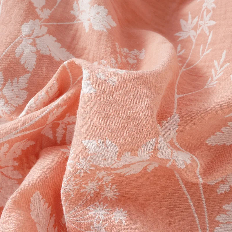 2025 New Spring and Autumn Women's Pajama Set 100% Cotton Gauze Jacquard Long Sleeve Long Pants Loose Home Clothes Two Piece Set