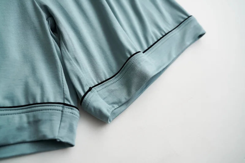 2025 summer new women's pajamas 3-piece Modal large simple pajamas with bra short sleeves+shorts+trousers casual home wear