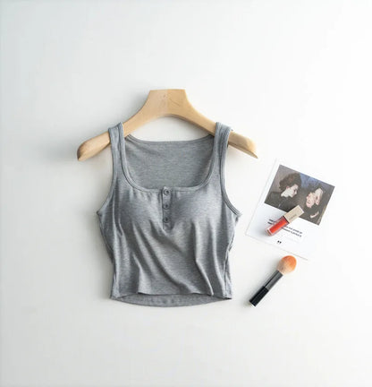 2025 Summer New Women's Short Tank Top with Chest Cushion Bottom Women's Viscous Fiber Inner Strap Top Thin Thread Pajamas