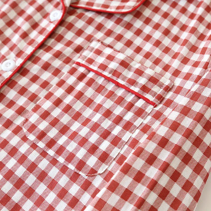2025 Spring/Summer Couple Pajama Set 100% Cotton Double Layer Gauze Men's and Women's Japanese Plaid Set Long sleeved Home Fury