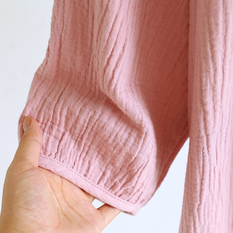 2025 New Spring and Autumn Women's Sleeping Skirt 100% Cotton Crepe Colorful Sleeping Skirt Large Loose Home Skirt Nightgown