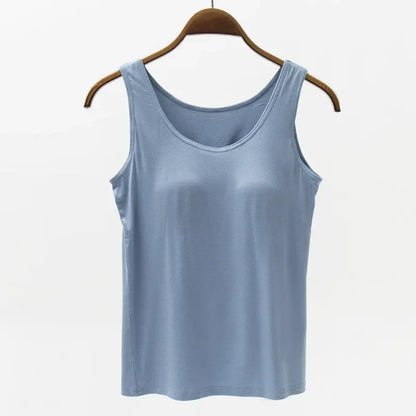 2025New summer modal with five-finger cup chest pad camisole ladies multicolor large size wide shoulder strap women lingerie top