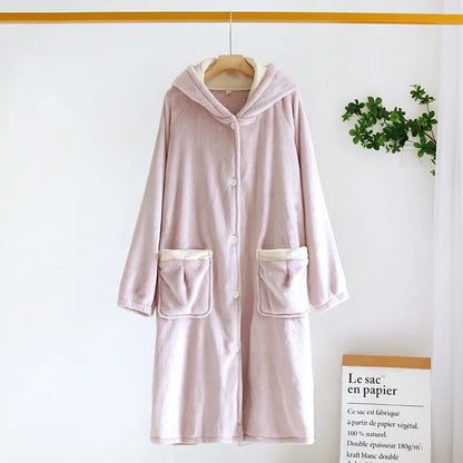 Autumn and winter new style couples' solid color nightgown flannel gown men and women's coral velvet simple pajamas home clothes