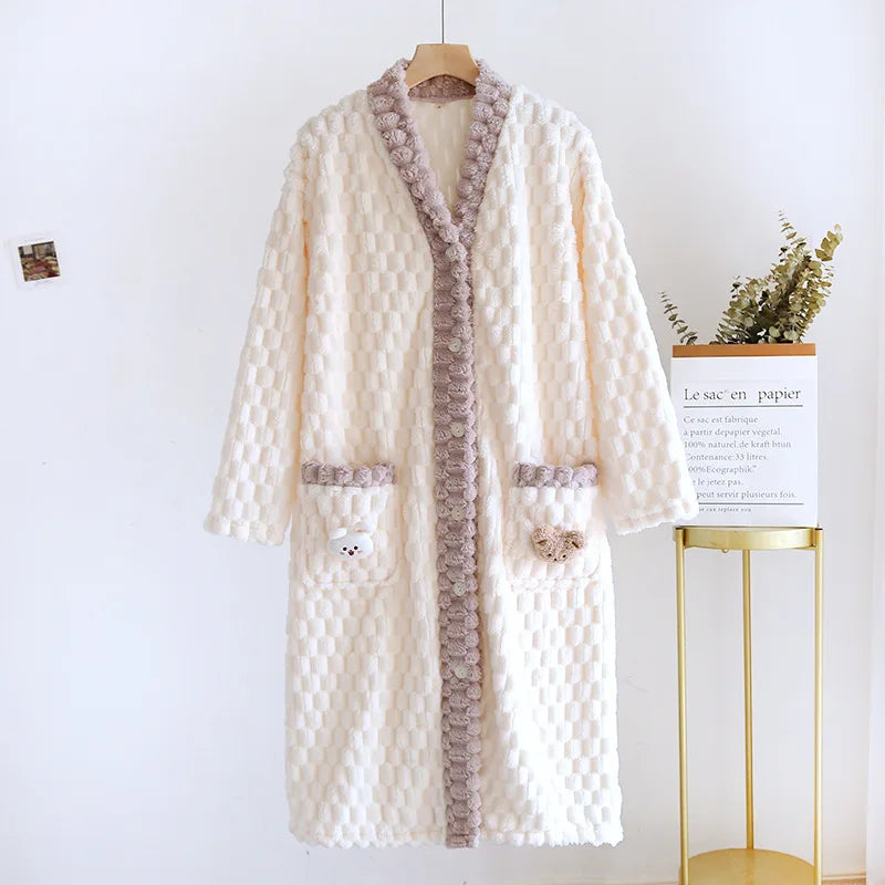 2025 New Autumn/Winter Women's Sleeping Skirt Flannel Plush Thickened Warm Long Dress Coral Plush Home Fur Sleeping Skirt Ladies