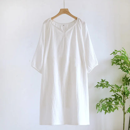2025 New Spring and Autumn Women's Sleeping Skirt 100% Cotton Crepe Colorful Sleeping Skirt Large Loose Home Skirt Nightgown