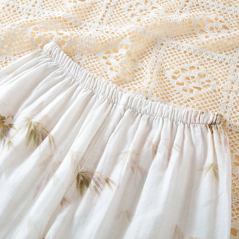 2025 New Spring/Summer Women's Pajama Set 100% Cotton Chinese Style Outable Short sleeved Pants Two piece Home Clothes