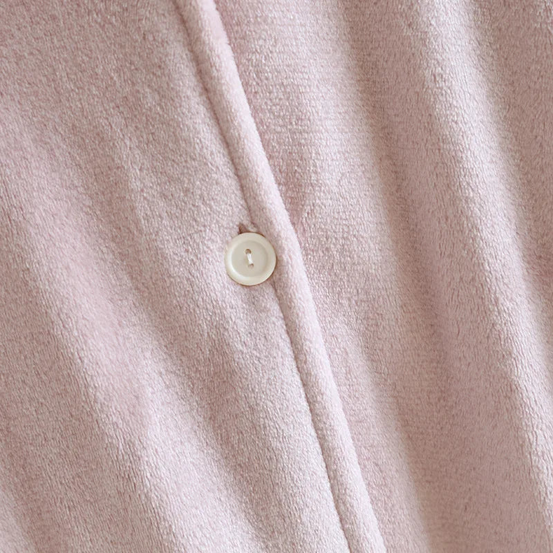 Autumn and winter new style couples' solid color nightgown flannel gown men and women's coral velvet simple pajamas home clothes