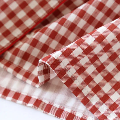 2025 Spring/Summer Couple Pajama Set 100% Cotton Double Layer Gauze Men's and Women's Japanese Plaid Set Long sleeved Home Fury