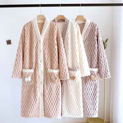 2025 New Autumn/Winter Women's Sleeping Skirt Flannel Plush Thickened Warm Long Dress Coral Plush Home Fur Sleeping Skirt Ladies