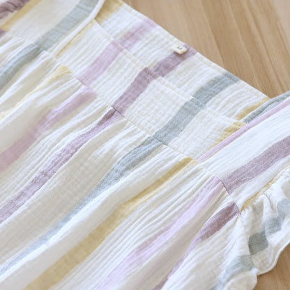 2025 Summer New Women's Sleeping Skirt 100% Cotton Crepe Sling Skirt Soft and Comfortable Sleeveless Tank Top Home Dress Ladies