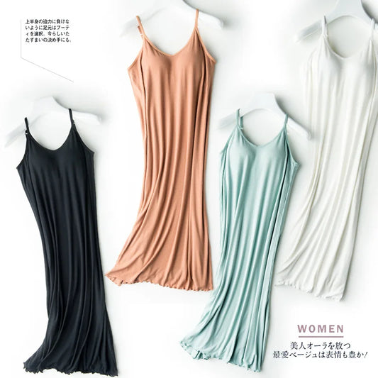2025 new Nightgowns, one-piece suspender skirt with chest pad, female long base skirt, inner petticoat, Sleepshirts summer