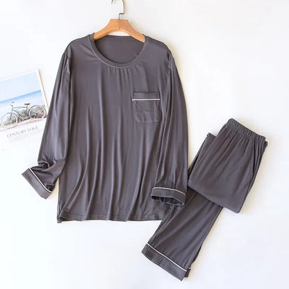 New Spring and Autumn Men's Pajamas Set Modal Long Sleeve Pants Two Piece Loose Oversize Home Suit Pajamas For Men Sleepwear