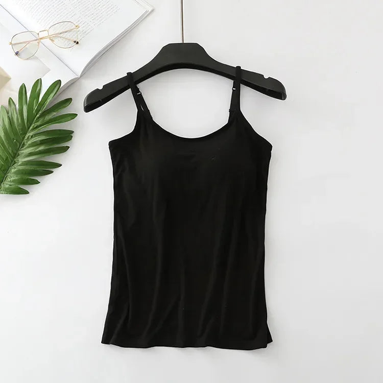 2025 new modal female large size no steel ring integrated five-finger chest pad camisole bottoming shirt slim multicolor