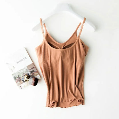 2025 day line modal thread beauty back new steel-free integrated chest pad camisole bottoming shirt with chest pad camisole