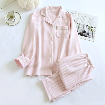 2025 Autumn/Winter New Women's Pajama Set Long Sleeve Long Pants Two Piece Set Striped German Velvet Warm Thick Home Clothes