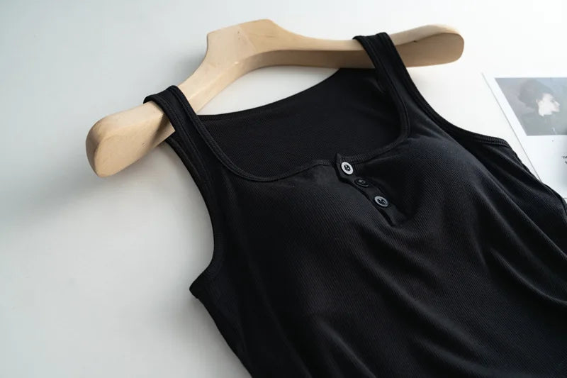 2025 Summer New Women's Short Tank Top with Chest Cushion Bottom Women's Viscous Fiber Inner Strap Top Thin Thread Pajamas