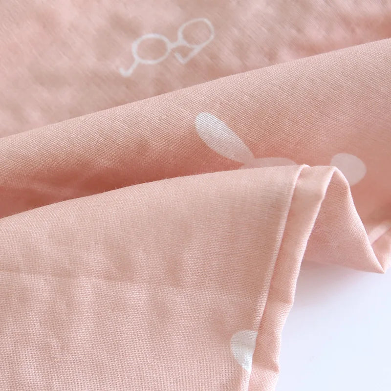 Summer new couple pajamas three-piece set short-sleeved + shorts + trousers 100% cotton gauze men's and women's home clothes