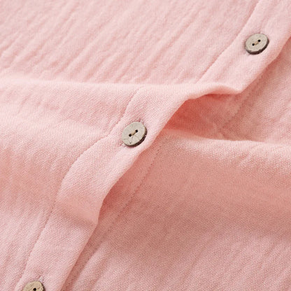 2025 New Spring and Autumn Couple's Pajama Set 100% Cotton Men's and Women's Long Sleeve Long Pants Solid Color Home Clothes