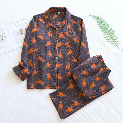 2025 Spring and Autumn New Couple Pajama Set 100% Cotton Long Sleeve Pants for Men and Women Two Piece Cute Home Furnishings