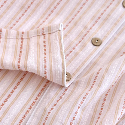 2025 New Spring/Summer Couple Set 100% Cotton Striped Long Sleeve Two Piece Set Men's and Women's Cardigan Home Clothes