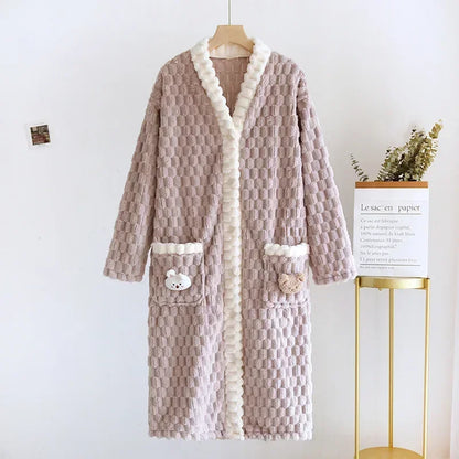 2025 New Autumn/Winter Women's Sleeping Skirt Flannel Plush Thickened Warm Long Dress Coral Plush Home Fur Sleeping Skirt Ladies